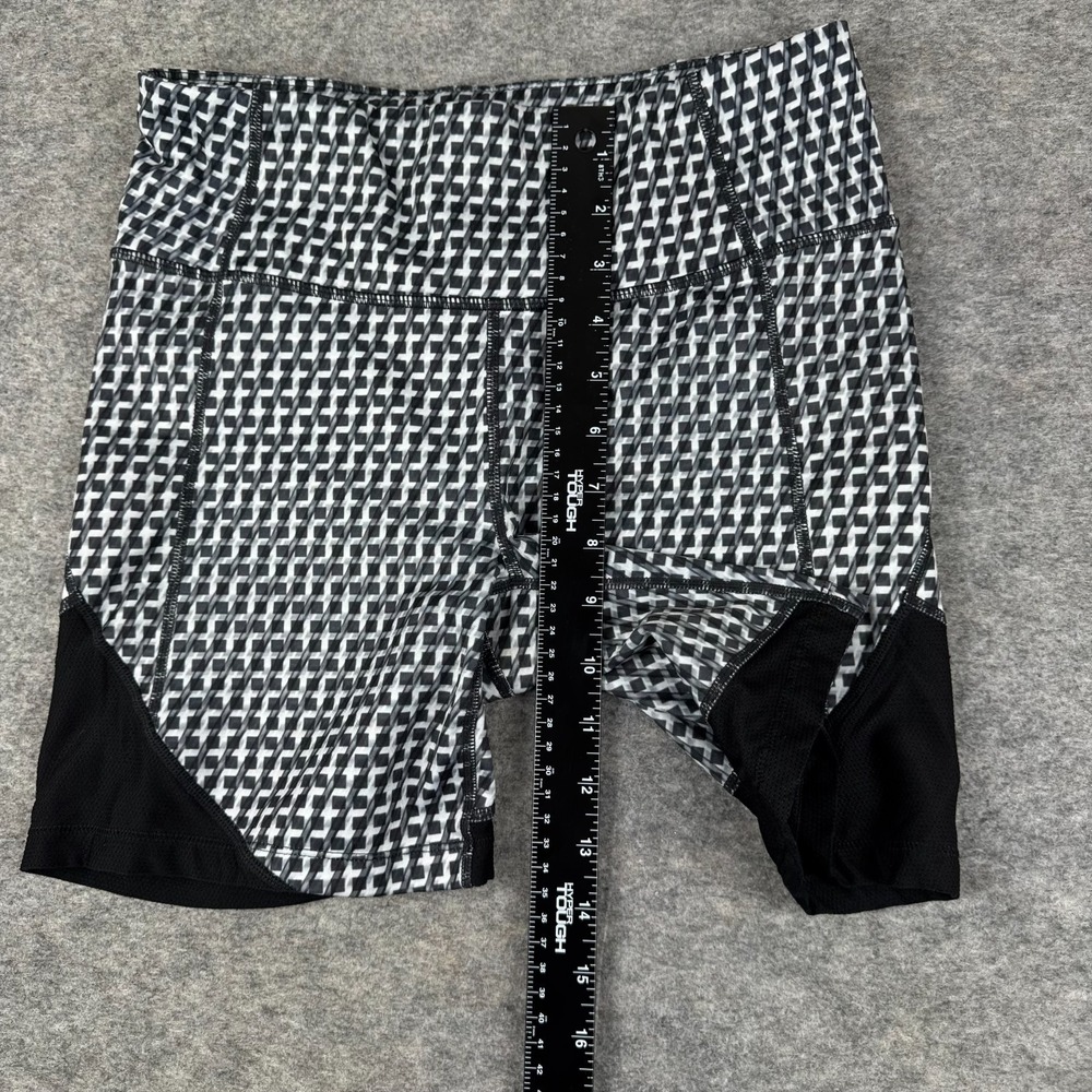 Athleta Vivid Velocity Bike Shorts 6" Zip Pocket Geometric Black Womens Small S - Picture 11 of 13